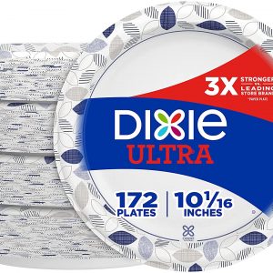 Dixie Ultra Paper Plates, 10 1/16 inch, Dinner Size Printed Disposable Plate, 172 Count (4 Packs of 43 Plates), Packaging and Design May Vary